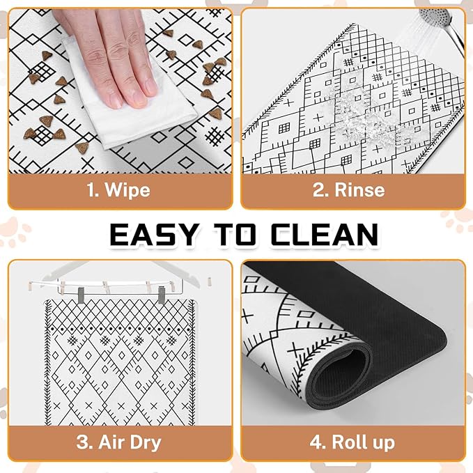 Absorbent Pet Dog Bowl Mat for Food and Water, Pet Cat Food Feeding Mat with Non Slip Rubber Backing, Dog Food Mats for Floors Waterproof, 17"x30"