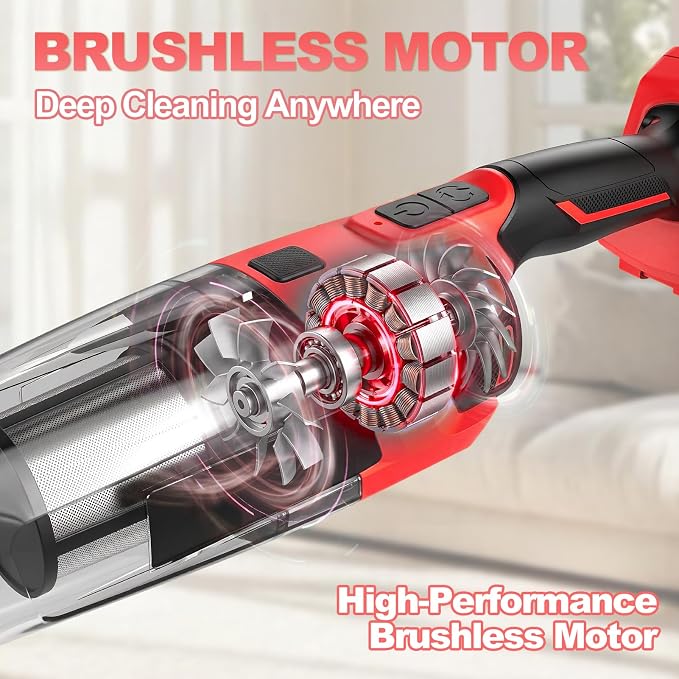 Cordless Handheld Vacuum Compatible with Mliwaukee M18 Battery (Battery NOT Included) 120W Brushless Portable Car Vacuum Cleaner with Washable HEPA Filter for Auto & Pet Hair