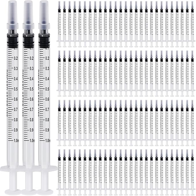 300 PCS 1ml Syringe Bulk with Cap,1cc Plastic Small Syringes with Cover, Liquid Measuring Syringe, Syringes Tools for Scientific Labs, Feeding Small Pets, Oil or Glue Applicator-Individually Sealed