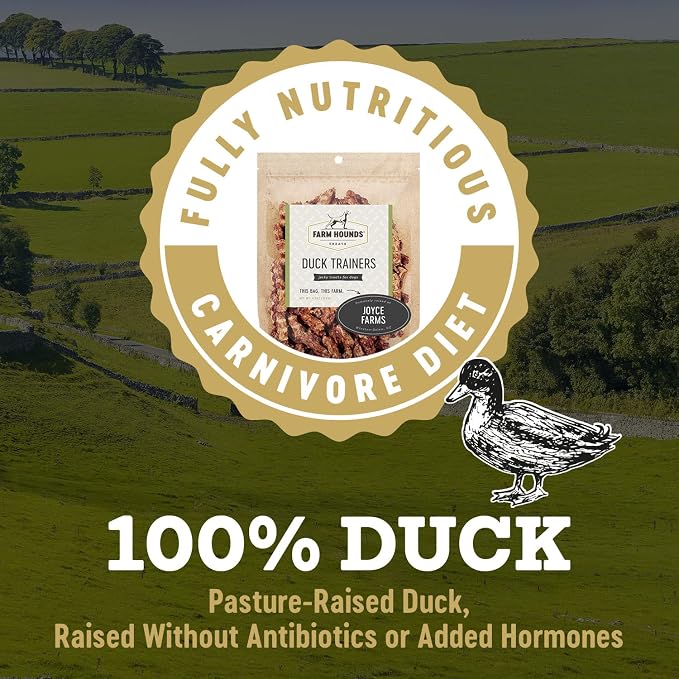 Farm Hounds - Duck Trainers - Premium Natural Jerky for Dogs - Made from 100% Humanely Raised Duck- Easy-Break - Great for Training & Treats - No Added Fillers - Made in USA - 4.5 oz - 2 Pack