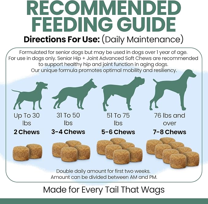 Glucosamine for Dogs Hip and Joint Supplement -240 Soft Chews for Senior Dogs with Glucosamine, Chondroitin, MSM, and Omegas -Mobility, Cartilage, Joint Health -Peanut Butter Flavor (2 Jars of 120)