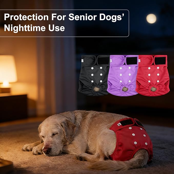 Female Dog Diapers 5Pcs - Premium Reusable Diapers for Doggie in Heat - Highly Absorbent Dog Diapers Female for Pet Incontinence, Red, S