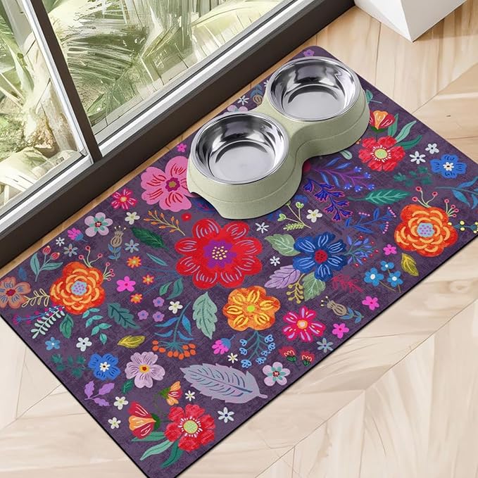Dog Food Mats for Floors, Absorbent Dog Bowl Mat for Food and Water Dispenser, Quick Dry Cat Food Mat Pet Supplies