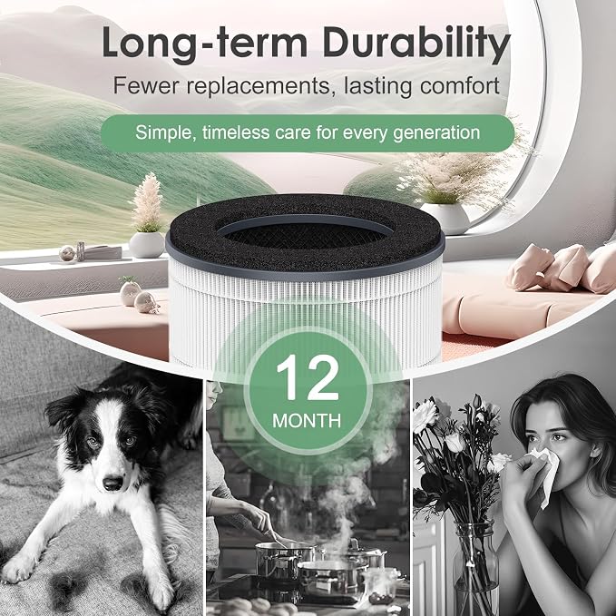 AP-T10-WT AP-T10FL Replacement Filter Compatible with HoMedics Air Purifier Filter Replacement TotalClean Tower Model AP-T10 AP-T10-WT AP-T10-BK Ture HEPA Type w/ 3-Stage Filtration, 2-Pack