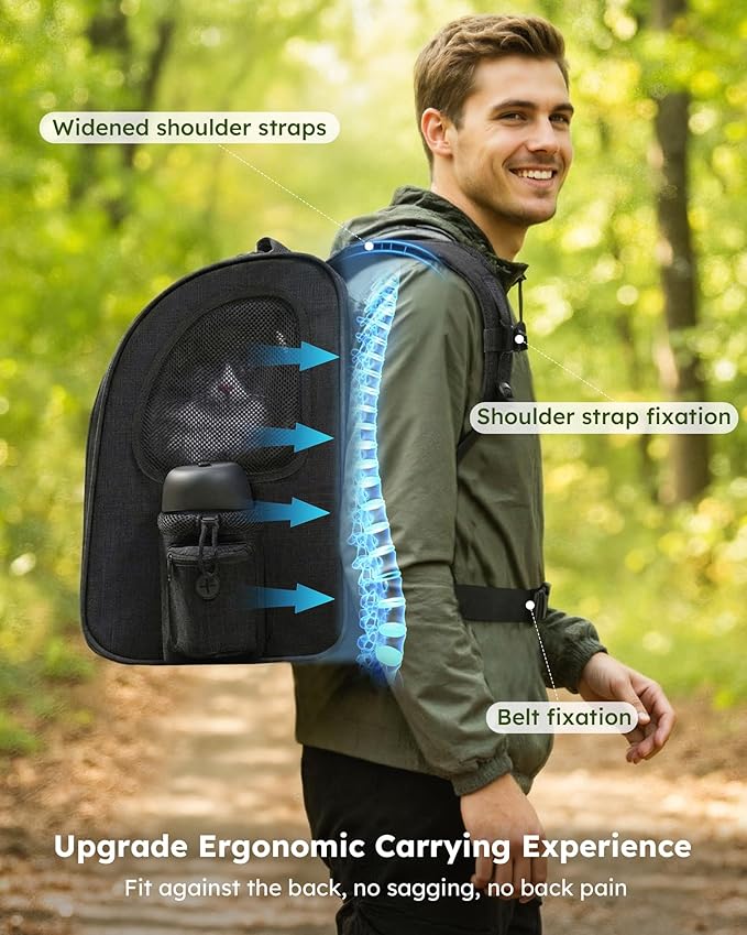 Pecute Pet Carrier Backpack, Dog Carrier Backpack, Expandable with Breathable Mesh for Small Dogs Cats Puppies, Pet Backpack Bag for Hiking Travel Camping Outdoor Hold Pets Up to 18 Lbs