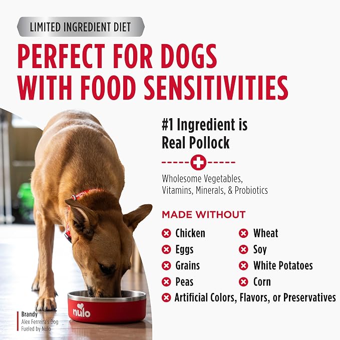 Nulo Freestyle Limited Ingredient Dry Dog Food - High Protein Alaska Pollock & Lentils Recipe, Natural Grain Free Dog Food for Puppies & Adults, Small, Medium and Large Breed Kibble, 24lb Bag
