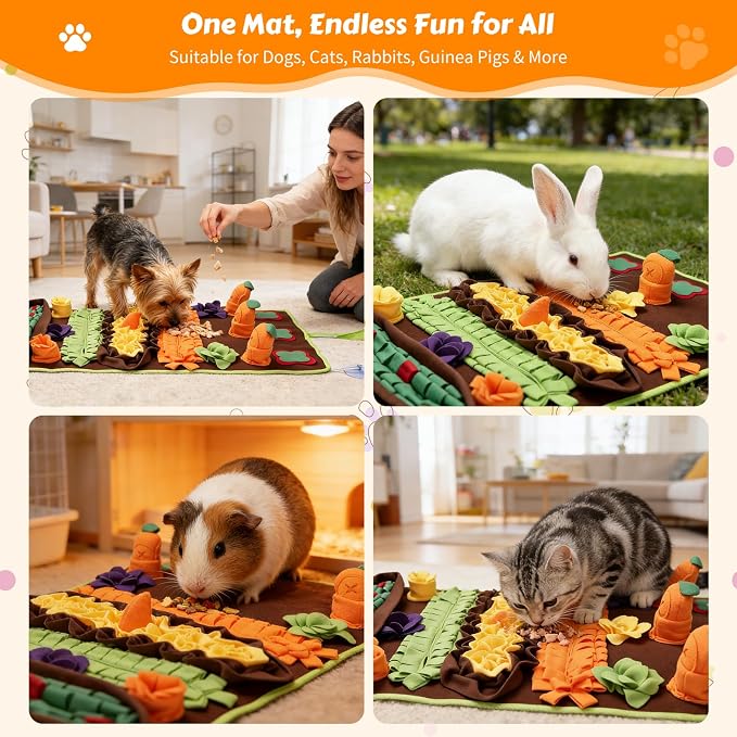 Snuffle Mat for Dogs, Pet Foraging Mat for Small and Medium Dogs, Interactive Puzzle Sniff Pad for Puppies to Keep Busy & Stress Relief, Slow Feeder Mats with Squeaky Sounds