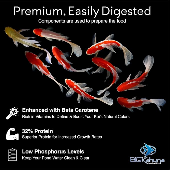 Big Kahuna Koi Fish Food for Ponds 45lbs - Koi Food for Pond Fish Food Pellets – 3/16-1/4 Floating Pond Pellet