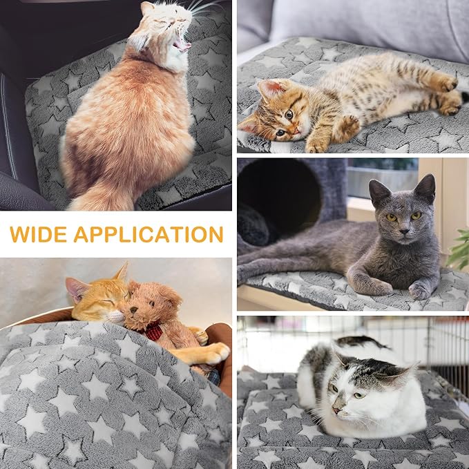 VitalCozy 4 Pcs Dog Crate Pads, Ultra Soft Warm Washable Anti-Slip Kennel Bed Mat for Pets, Reversible, Replaceable, Cage Liner for Small Medium Large Dogs and Cats(24 x 36 x 1.6 Inch,Star,Gray)