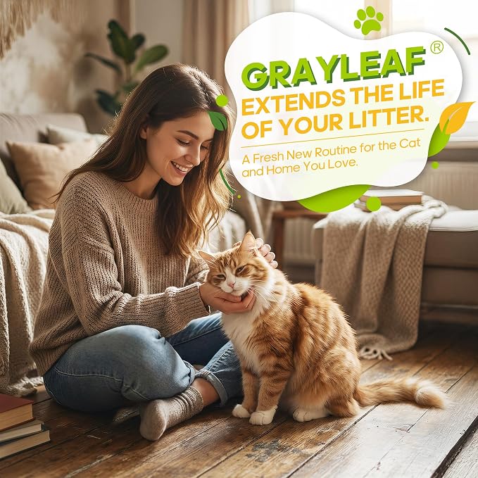 Grayleaf Unscented Cat Litter Deodorizer, 2.2lb(35.2oz) Odor Eliminator for Litter Box | Activated Carbon & Mineral Beads, Dust-Free Pet Odor Absorber, Baking Soda Free for Multi-Cat & Automatic Boxes