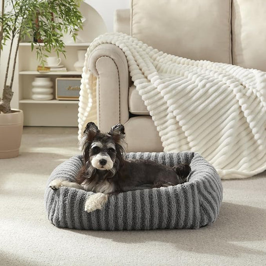 MIXJOY Dog Beds for Small Dogs Cats, Soft Cat Bed for Indoor Cats, Rectangle Pet Bed for Puppy Kitty, Washable Dog Bed with Removable Cover, Anti Slip Bottom, 20"x19"x6", Grey
