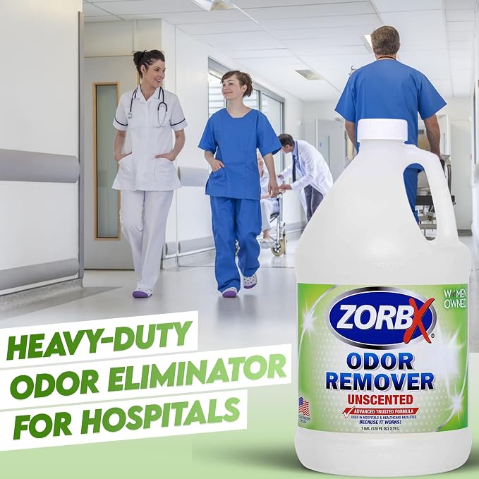 ZORBX Bundle of Odor Remover Sprays and Refill Solution - Perfect Solution for Funky and Foul Smells - All-Purpose Deodorizer Bundle - Includes 4 Odor Remover Sprays (7.5 Fl Oz) & Gallon (128 Fl Oz)