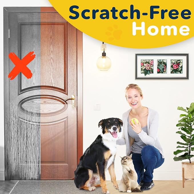 PROTECTO Heavy Duty Door Protector from Dog Scratching, 35.5 x 24” Clear Door Scratch Protector, Easy to Install on Window, Wall, Screen & Sliding Doors | Cat Scratch Guard for Indoors Outdoors