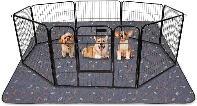 Sunheir Washable Pee Pads for Dogs 72"x72", Extra Large Reusable Puppy Pads Pet Training Pads for Dog Playpen, Waterproof Pee Pads for Puppy Playpen, Whelping Pad, Dog Playpen Indoor - Deep Grey