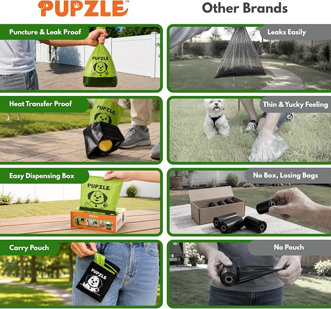 Pupzle 2-Ply Poop Bags For Dogs, Multi-layered Hand Protection, Thick Dog Poop Bags, Leak-proof And Odor Blocking Heavy Duty Large Doggy Bags, Includes Pouch, Lavender Scented 250 Bags For Pet Waste