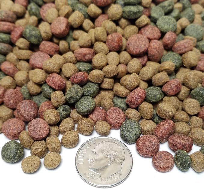 3-Type Mix of 6mm - 1/4" Green GRO, Color Red Enhancing & Wheat Germ Floating Pellets for Koi & Pond Fish KGM-550-20-lbs