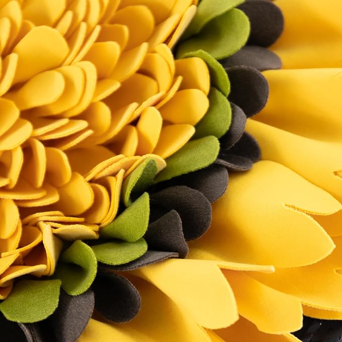Snuffle Mat for Dogs 18" x 18" Adjustable Slow Feeder Mat Interactive Enrichment Puzzle Toys for Small Medium Dogs Nosework Training for Boredom Encourages Natural Foraging Skills (Yellow)