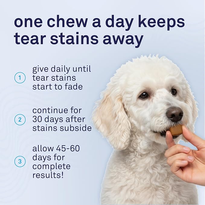 Petpost Tear Stain Remover Soft Chews for Dogs | 90 Count Cheese Flavor Dog Tear Stain Support Supplement | Gentle Eye Care for White Dogs & Light Breeds | Tylosin Free, Made in USA