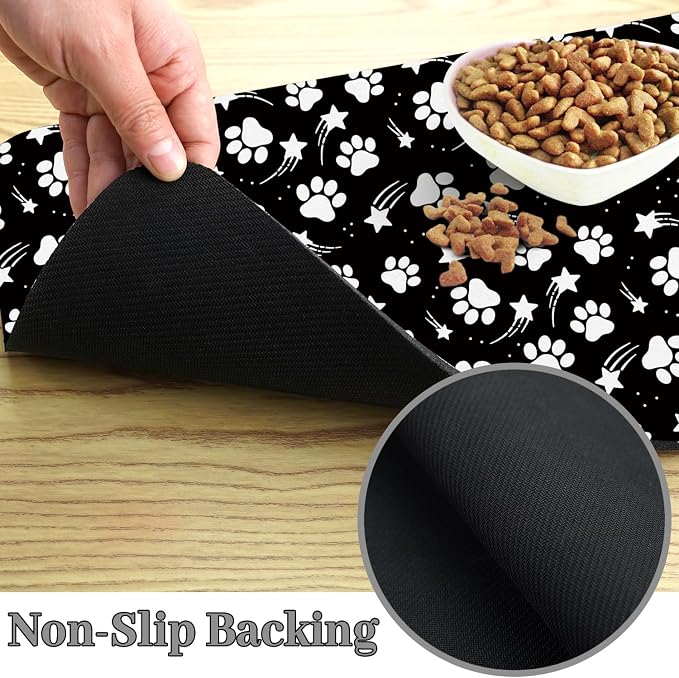 Dog Food Mat 24x32 Inch Pet Feeding Absorbent Mats for Floor Dog Cat Water Bowl Placemat Non-Slip Washable Pet Food and Water Mat