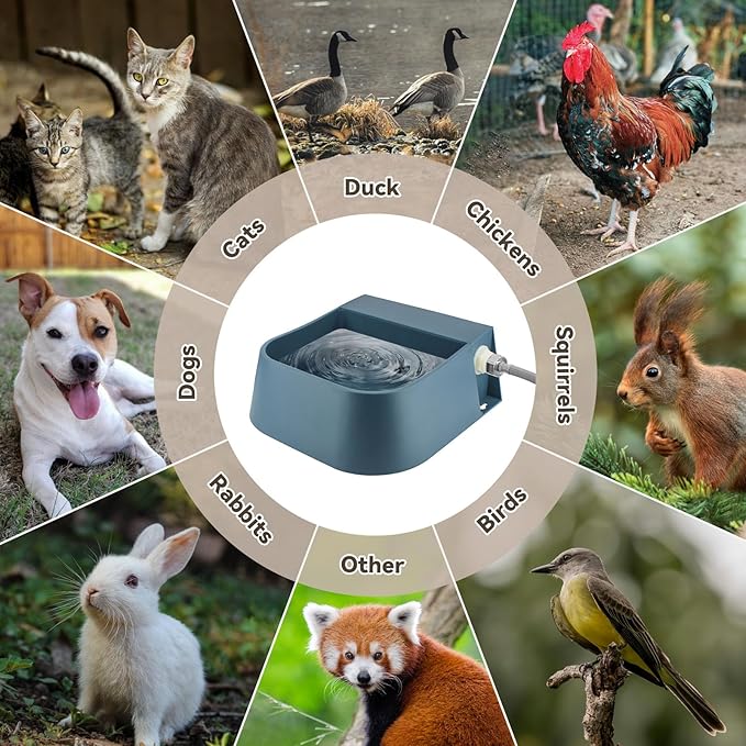 NAMSAN Outdoor Automatic Dog Water Dispenser, Large Water Bowl for All Kinds of Animals, Auto Refill Waterer for Pet Livestock, Water Trough Include 59" Anti-Bite Metal Water Pipe, Fit GHT Faucet