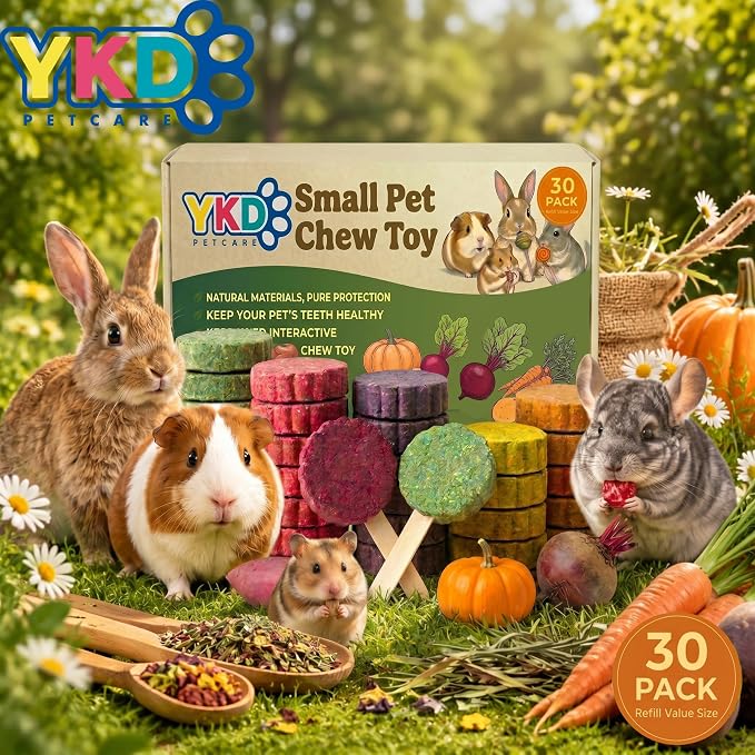 YKD Natural Timothy Hay Cookie Sticks Chew Toys for Teeth, Chew Toy Refill, Bunny Chew Treats for Rabbits, Guinea Pigs, Chinchillas (Multicolour - Mixed)