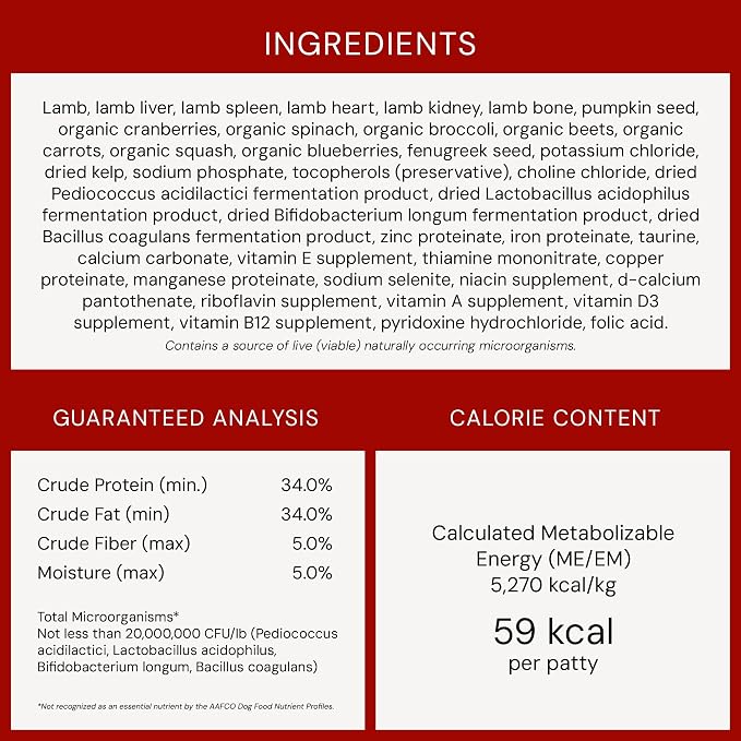 Stella & Chewy's Freeze-Dried Raw Dinner Patties - Dandy Lamb Recipe - High Protein Grain-Free Puppy & Dog Food - Perfect For Picky Eaters - 25 oz