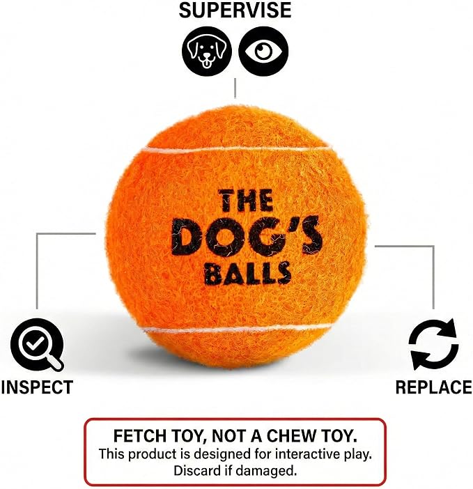 The Dog's Balls Dog Tennis Balls Tough 2.5" 12-Pack Orange Floats in Water | Our fetch balls combine non-abrasive felt exterior and a thicker rubber core Durable Dog Toy for Outdoor Play & Training