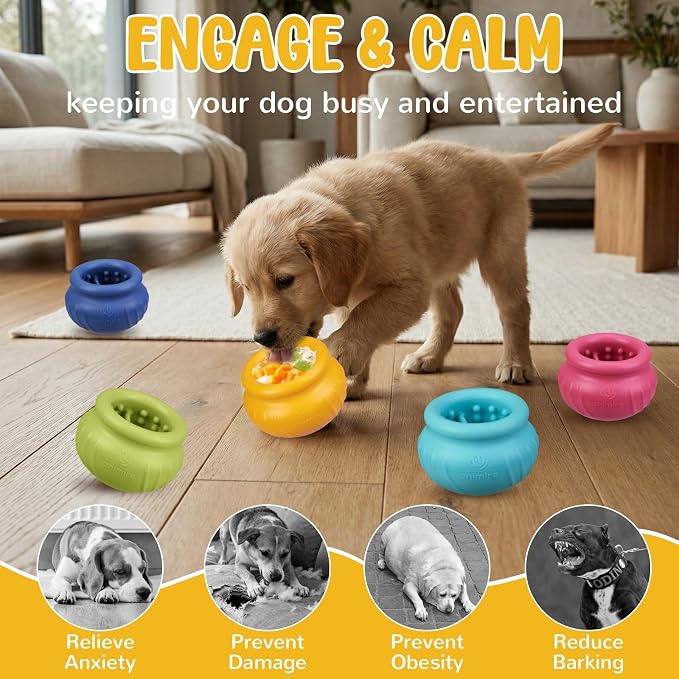 Wobbly Dog Enrichment Lick Toy, Stuffable Frozen Lick Bowl to Keep Dogs Busy, Long-Lasting Interactive Treat Dispensing Dog Toy, Silicone Fetch Catch Chew Toy(Orange,M)