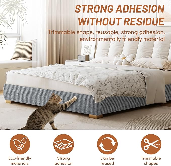 Couch Protector from Cat Claws 78.7" x 15.8" Trimmable DIY Self-Adhesive Cat Scratch Mat for Furniture Couch or Wall Protector, Covering Cat Scratching Post Indoor