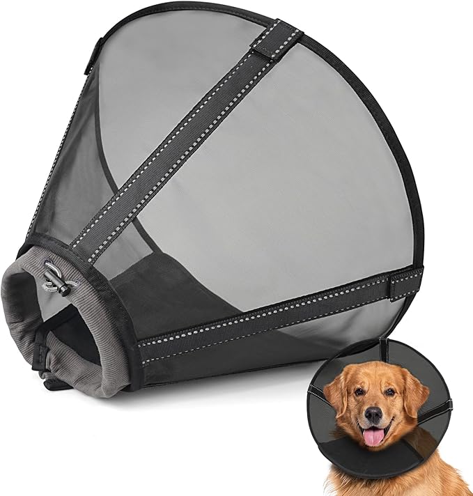 Breathable Mesh Dog Cone Collar for Surgery, Soft Elizabethan Recovery Alternative to Stop Licking,Pet Neck Collar for Large Medium Small Breeds, XS