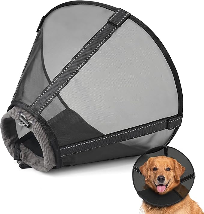 Breathable Mesh Dog Cone Collar for Surgery, Soft Elizabethan Recovery Alternative to Stop Licking,Pet Neck Collar for Large Medium Small Breeds, XL