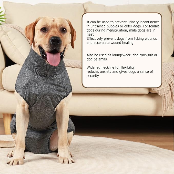 Sanitary Dog Pantie Full Body Dog Diaper - Reusable Physiological Clothing for Male & Female Dogs - Menstruation & Neuter Recovery Diapers - Washable (M)
