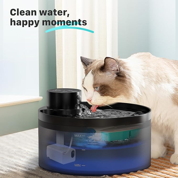 Giotohun Cat Water Fountain Filters: 12 Carbon + 12 Foam - Purifies Water, Replacement for B1 Battery Fountain