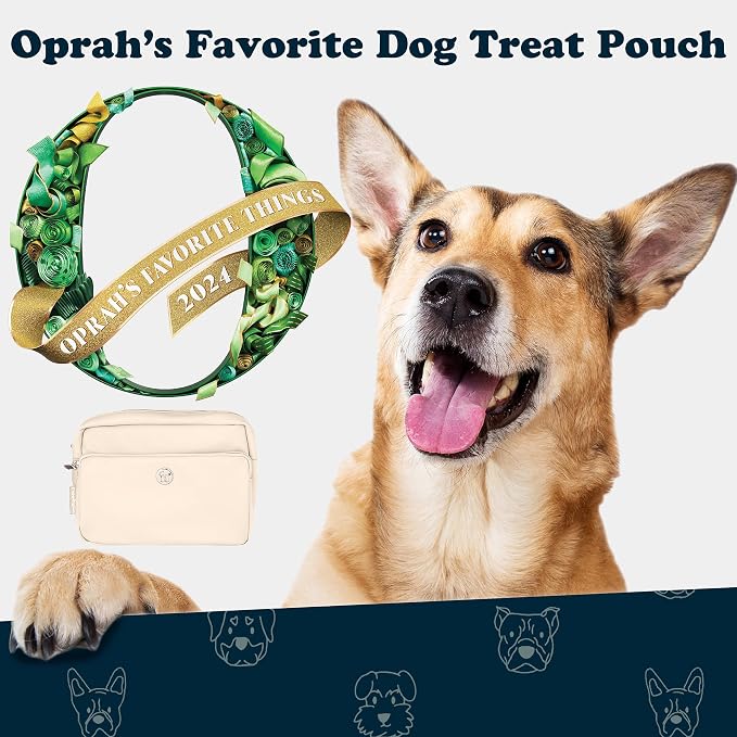 Puppington 3-in-1 Crossbody Dog Walking Bag & Treat Pouch for Pet Training - Matching Compostable Poop Bags, Built-In Poop Bag Dispenser & Slow-Feeding Travel Bowl (Vanilla Cream)