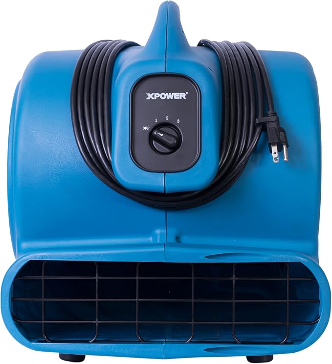 XPOWER P-800 Pro 3/4 HP 3200 CFM Centrifugal Air Mover, Carpet Dryer, Floor Fan, Blower, for Water Damage Restoration, Janitorial, Plumbing, Home Use
