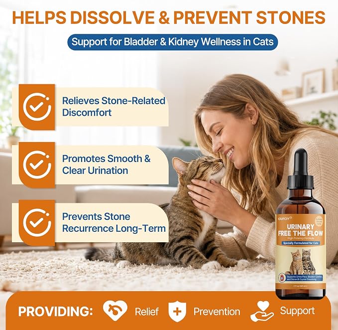 Bladder & Kidney Stones Dissolver for Cats - Naturally Break out Cat Crystals and Stones -Cat Uti Remedy,Vet-Formulated Cat Bladder Support for Urine Incontinence, Painful Urination & From-Root Relief