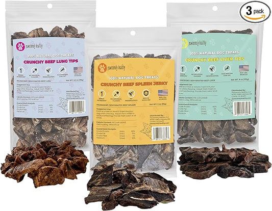 Pawsomely Healthy Beef Organ Treat Bundle – 100% Single Ingredient Variety Pack – Liver, Lung & Spleen – No Fillers or Additives, Grain-Free – High Protein Training Rewards – Made in USA, 3-Pack