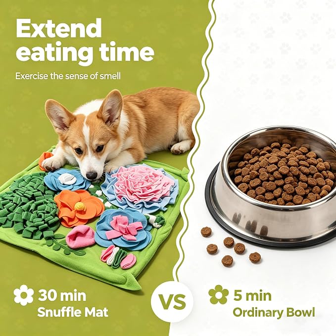 Snuffle Mat for Dogs, Slow Feeder Dog Puzzle Toy, Pet Enrichment Mat | Interactive snuffle mat encourages natural foraging, mental stimulation, slower eating, and enrichment for dogs.