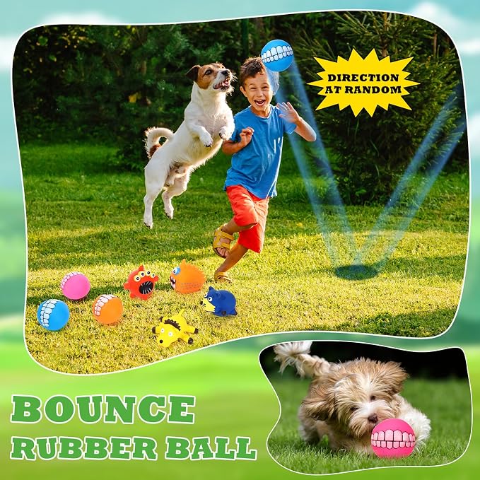 Shappy 20 Pcs Squeaky Dog Toys, Latex Rubber Dog Toys Bulk Soft Squeak Chew Balls Assorted Animals Puppy Fetch Interactive Play for Medium Large Pets(Cute)