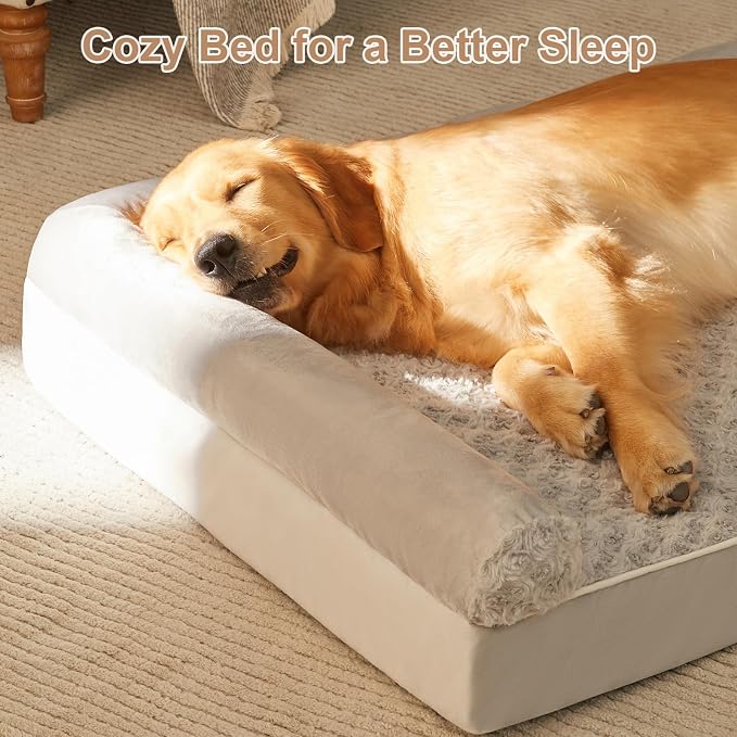 BFPETHOME Orthopedic Washable Dog Beds Large Sized Senior Dog for Comfy Sleeping with Removable Cover, Waterproof Big Soft Pet Couch Bed for Dogs Rerlax