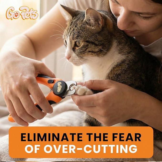 GoPets Dog Nail Clippers, Professional Pet Nail Trimmer for Large Dogs and Cats with Quick Sensor Safety Guard, Heavy Duty Stainless Steel Blades, Non-Slip Handle, Built-in File for Safe Grooming