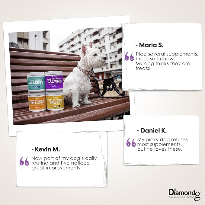 Diamondg Dog Mutivitamin Chews with Turkey Tail & Probiotics, 60ct - All in One Dog Nutritional and Health Supplement to Support Critical Immune Defense for Puppy & Senior, Daily Multivitamin for Dogs
