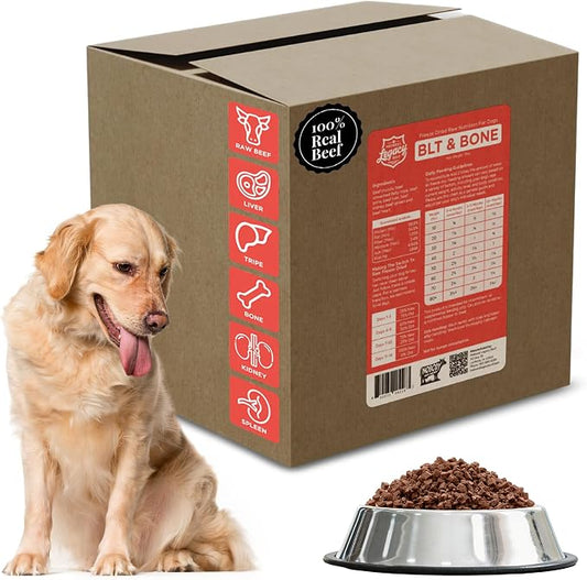 Freeze Dried Raw BLT & Bone Dog Food (3 Lb), Beef Liver and Tripe Recipe with Ground Bone, High Protein Freeze Dried Dog Food and Topper for Dog's of All Life Stages, Made in USA