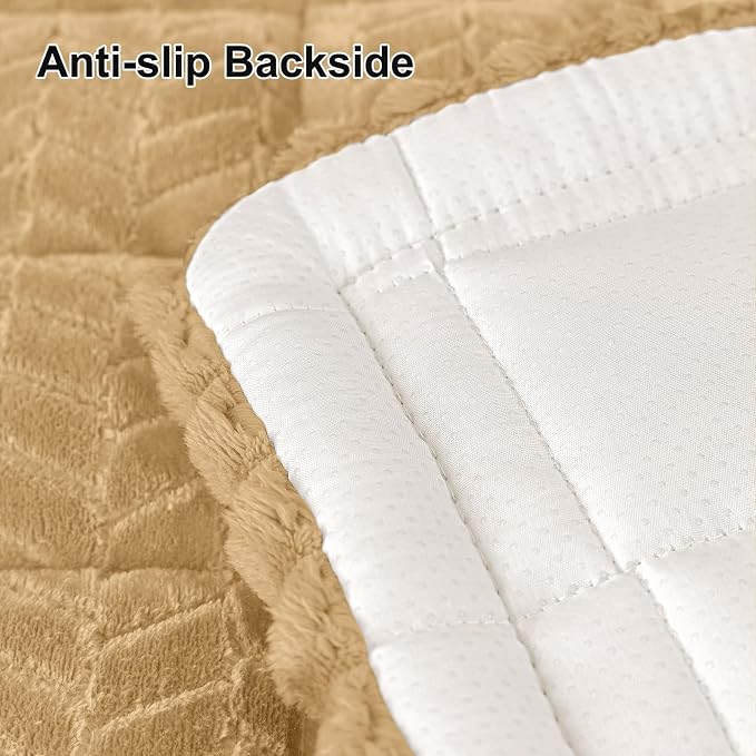 Smiry Couch Cover for Dogs, Non Slip Fuzzy Pet Sofa Covers Washable for 3 Cushion Couch, Soft Thick Furniture Protector for Cats Dogs, Against Fur, Dirt, Scratch Resistant (Camel, 35.4"x88")