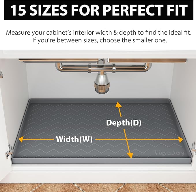 TigeJoy 22" x 19" Under Sink Mats for Kitchen Waterproof, Leak-Proof Silicone Mat Sink Protector and Cabinet Liner, Kitchen Essentials Organizer and Storage, Boot or Shoe Tray, Pet Feeding Mat