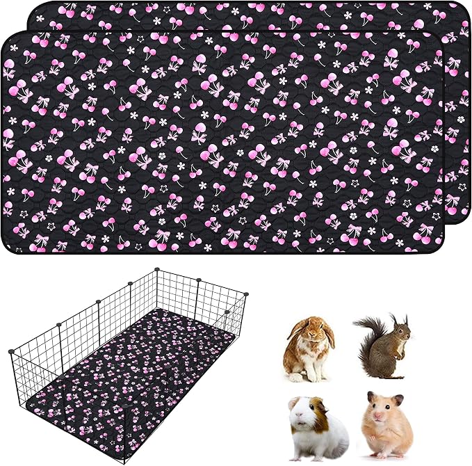 2 Pack Waterproof Guinea Pig Cage Liner, 28" x 56" Washable Reusable Guinea Pig Liner, Super Absorbent Leak-Proof Pet Pee Pad Mats for Guinea Pigs Rabbit Chinchilla Bunny Hamster