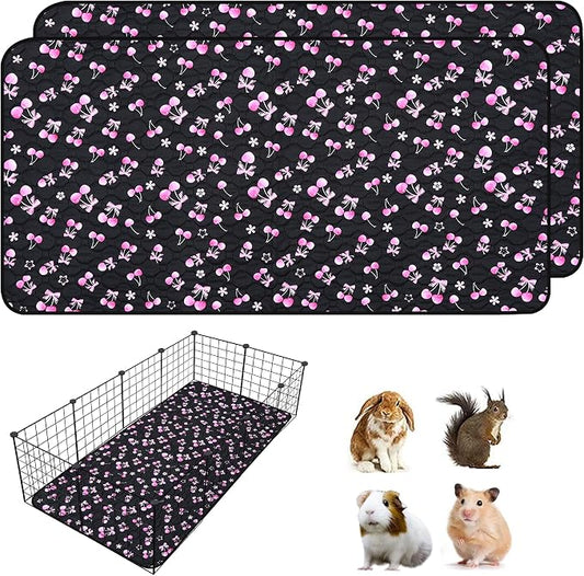 2 Pack Waterproof Guinea Pig Cage Liner, 28" x 56" Washable Reusable Guinea Pig Liner, Super Absorbent Leak-Proof Pet Pee Pad Mats for Guinea Pigs Rabbit Chinchilla Bunny Hamster