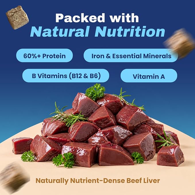 MVPChews | Freeze Dried Beef Liver Dog Treats | Single Ingredient Training Treats | High Protein, Grain Free, No Additives or Fillers | Premium Quality Food Topper | Made in USA - 3.5oz (Pack of 4)
