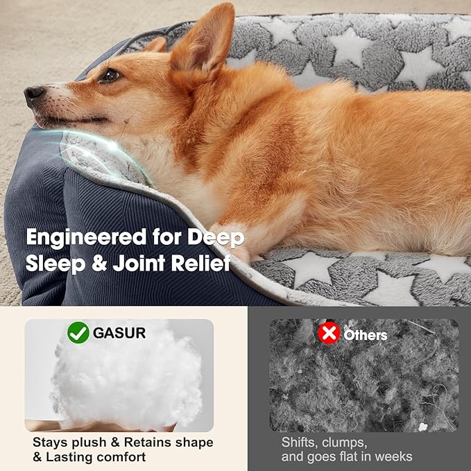 GASUR Dog Beds Small Medium Size, Small Dog Bed Washable, Orthopedic Pet Sofa Bed, Pet Cuddler Anti-Slip Bottom, Soft Calming Sleeping Warming Puppy Bed (S Plus (25"x 21"x 8"), Black)