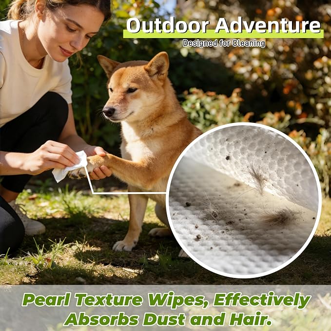 Pet Grooming Wipes for Paws and Butt Unscented Hypoallergenic Dog Wipes Gentle Earth-Friendly 50 PCS Cleaning Wipes for Puppies,Kittens & Senior Pets Deodorizing Waterless Bathing Wipes